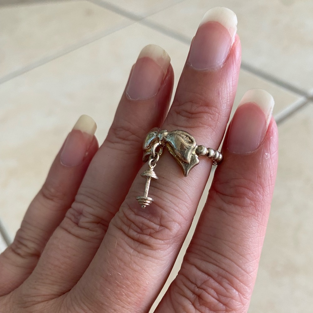 Sterling silver bow and dumbbell weight ring handmade Creative Galina Jewelry